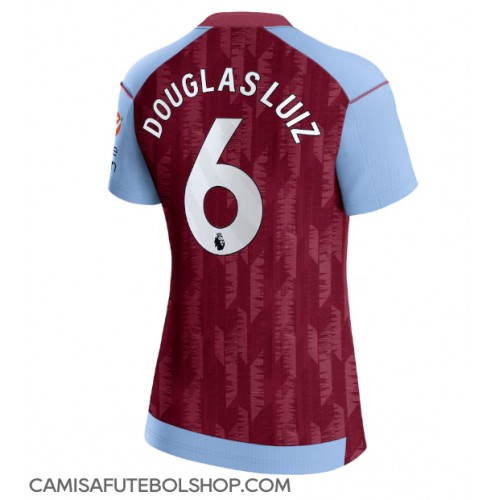 Camisa de time de futebol Aston Villa Douglas Luiz #6 Replicas 1º Equipamento Feminina 2023-24 Manga Curta